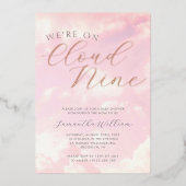 Wir sind auf Cloud Nine Pink Clouds Baby Dusche Folieneinladung (Vorderseite)