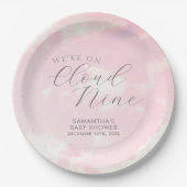 Wir sind auf Cloud Nine Pink Clouds Baby Dusche Pappteller (Vorderseite)