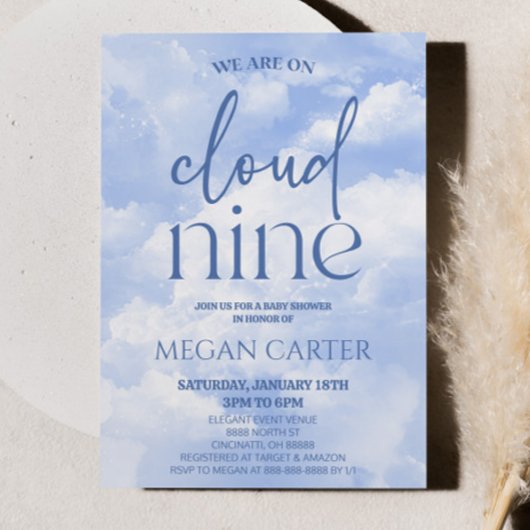 Wir sind auf Cloud Nine Sparkle Clouds Baby Dusche Einladung