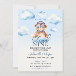 Wir sind auf Cloud Nine Vintag Boy Bear Baby Dusch Einladung