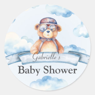 Wir sind auf Cloud Nine Vintage Boy Bear Baby Show Runder Aufkleber