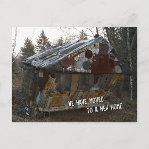 Wir sind auf eine neue Zuhause Arche umgezogen Ankündigungspostkarte