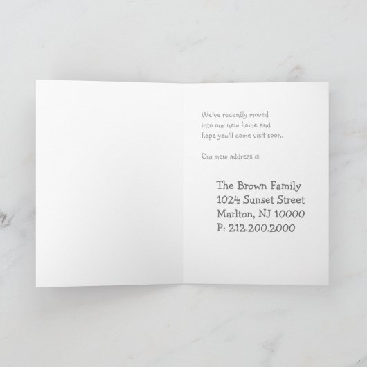 Wir sind auf eine neue Zuhause umgezogen - Card Ankündigung (Innenseite)