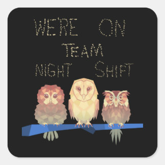 Wir sind auf Team Night Shift Owls Quadratischer Aufkleber