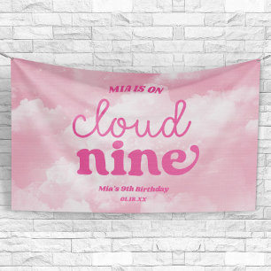 Wir sind auf Wolke 7 Rosa 9. Neunter Geburtstag Banner
