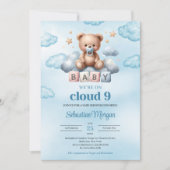 Wir sind auf Wolke neun brauner Teddybär auf Wolke Einladung (Vorderseite)