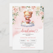 Wir sind auf Wolke neun Teddy Bären Mädchen-Dusche Einladung (Vorne/Hinten)