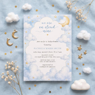 Wir sind auf Wolke Sieben Baby Boy Baby Shower Einladung