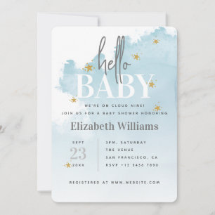 Wir sind auf Wolke Sieben Baby Shower Einladung