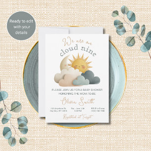Wir sind auf Wolke sieben - Baby Shower Einladung