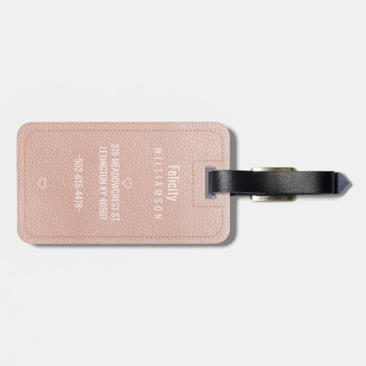 Wir sind aus hier | Herrn u. Frau Newlywed Pink Gepäckanhänger (Rückseite horizontal)