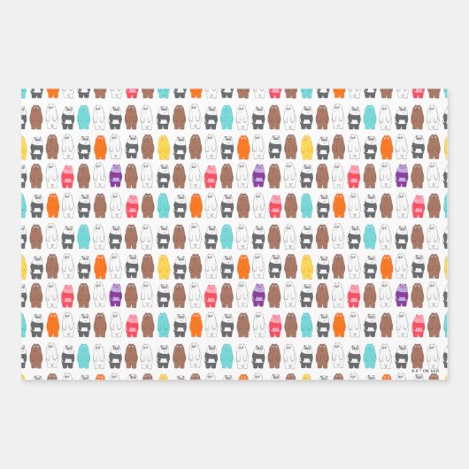 Wir sind Bärenbären bunten Bärenmustern Geschenkpapier Set (Vorderseite 3)
