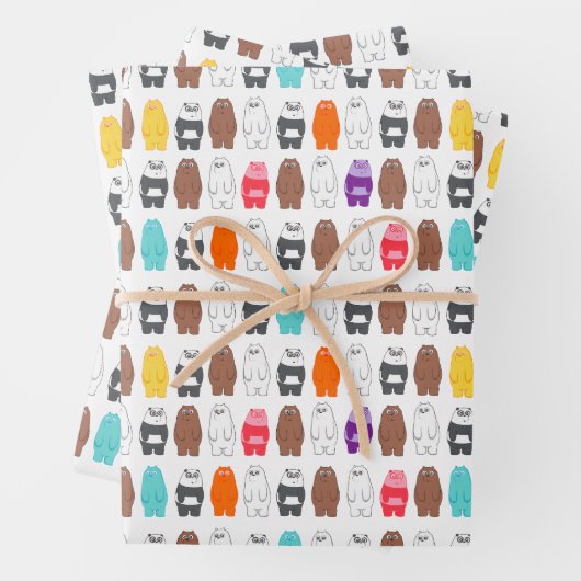 Wir sind Bärenbären bunten Bärenmustern Geschenkpapier Set (Beispiel)