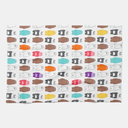 Wir sind Bärenbären bunten Bärenmustern Geschirrtuch (Horizontal)