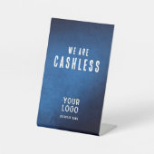 Wir sind bargeldlos - Blau Grunge Gradient Sockelschild (Vorderseite)