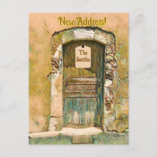 WIR SIND BEWEGT! HOLZTÜR POSTKARTE (Vorderseite)