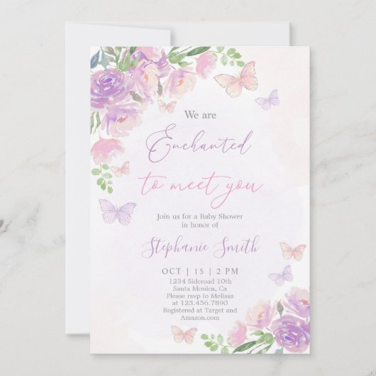 Wir sind bezaubert, Sie mit einem Baby-Duschmädche Einladung (Vorderseite)