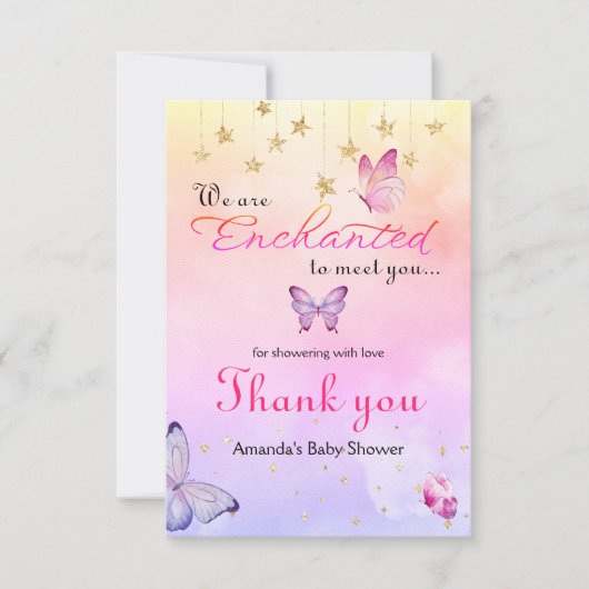 Wir sind bezaubert, Sie mit einer Schmetterlingswa Dankeskarte (Vorderseite)