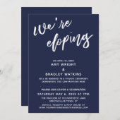 Wir sind dabei, einfache blaue Handschriftenschrif Einladung (Vorne/Hinten)