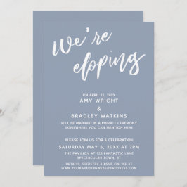 Wir sind dabei, einfaches, dunkelblaues Handwritin Einladung