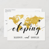 Wir sind dabei, Gold World Map Empfang einladen Postkarte (Vorne/Hinten)