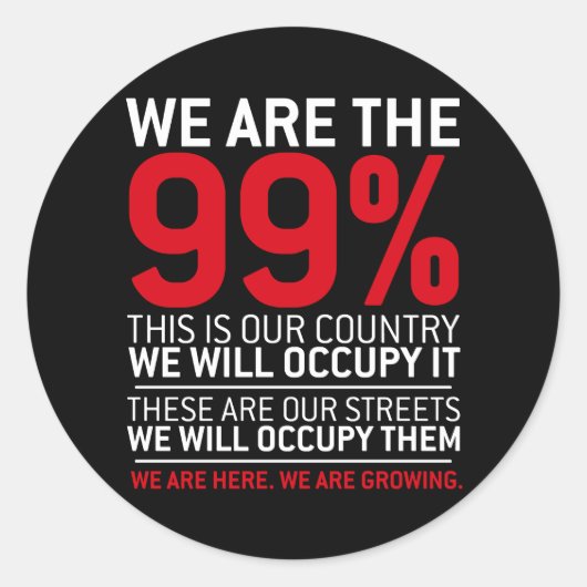 Wir sind das 99% - 99% Occupy Wall Street Runder Aufkleber (Vorderseite)
