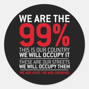 Wir sind das 99% - 99% Occupy Wall Street Runder Aufkleber