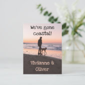 Wir sind das Foto Coastal Sunset Beach Walk Ankündigungspostkarte (Stehend Vorderseite)