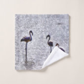 Wir sind die drei Flamingos-Wasserfarben Badhandtuch Set (Waschlappen)