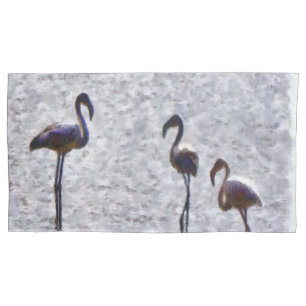 Wir sind die drei Flamingos-Wasserfarben Kissenbezug