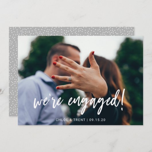 Wir sind die Verlobte Verlobung Announcement Card Ankündigung (Vorne/Hinten)