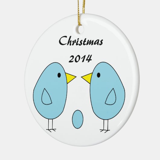 "Wir sind Eggspecting! "Weihnachtsverzierung Keramikornament (Links)