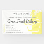 Wir sind ein Open-ellow-Cupcake-Bäckerei-Geschäft Banner (Horizontal)