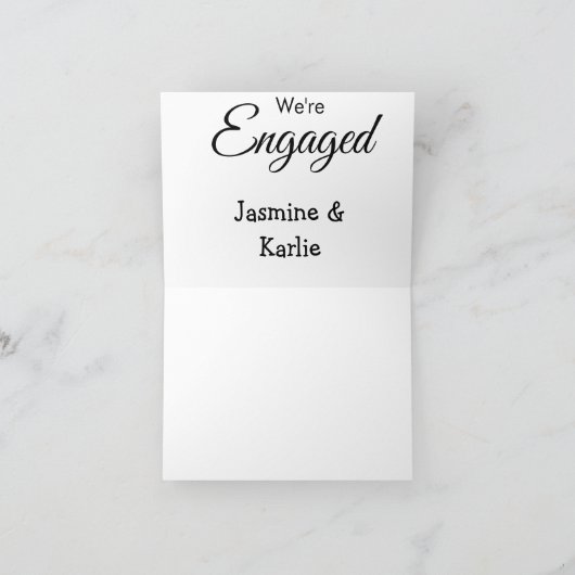 Wir sind ein verlobtes Paar, Name romantisch stilv Dankeskarte (Innenseite)