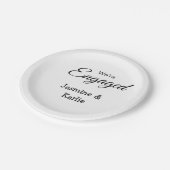 Wir sind ein verlobtes Paar, Name romantisch stilv Pappteller (Schrägansicht)