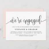 Wir sind eine Verlobte Black Calligrafy Engagement Einladung (Vorne/Hinten)