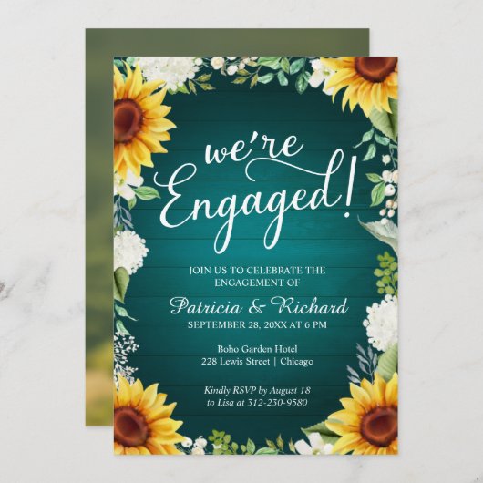 Wir sind eine Verlobte Einladung zur rustikalen En (Vorne/Hinten)