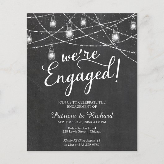 Wir sind eine Verlobte Einladung zur rustikalen En (Vorderseite)