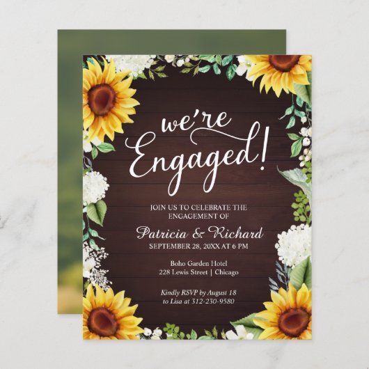 Wir sind eine Verlobte Einladung zur rustikalen En (Vorne/Hinten)