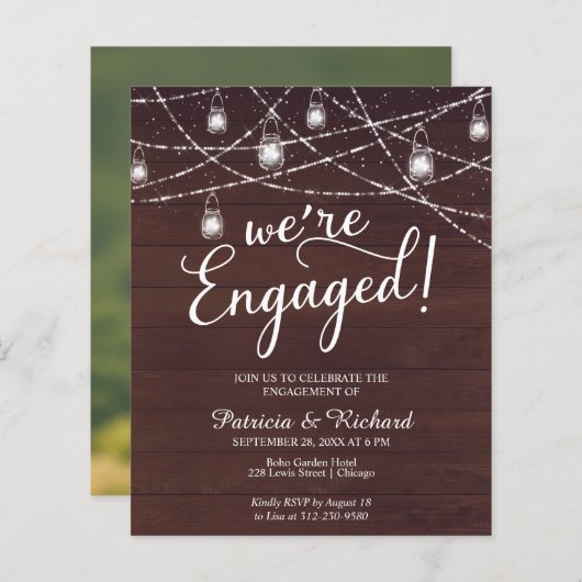 Wir sind eine Verlobte Einladung zur rustikalen En (Vorne/Hinten)