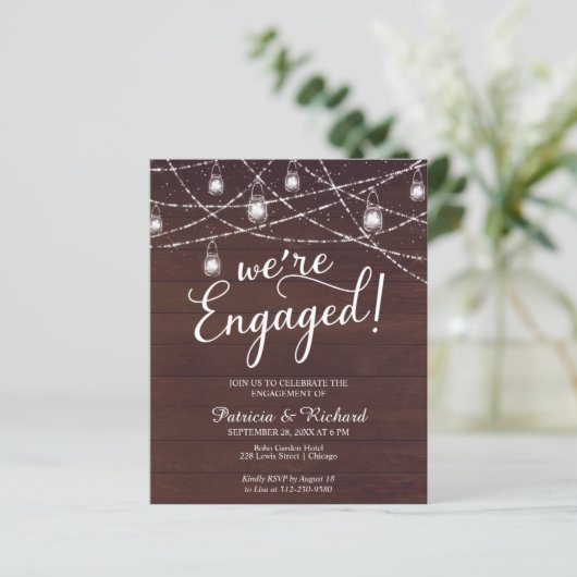Wir sind eine Verlobte Einladung zur rustikalen En (Stehend Vorderseite)