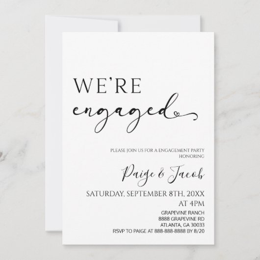 Wir sind eine Verlobte elegante Minimalistische En Einladung (Vorderseite)