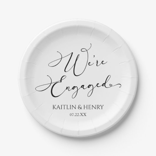 Wir sind eine Verlobte elegante Minimalistische En Pappteller (Vorderseite)