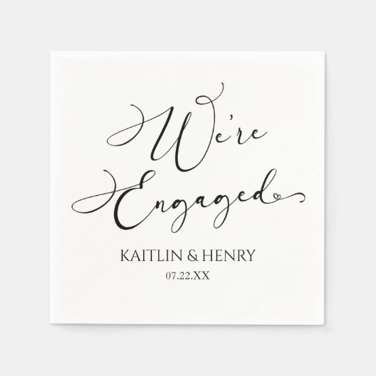 Wir sind eine Verlobte elegante Minimalistische En Serviette (Vorderseite)