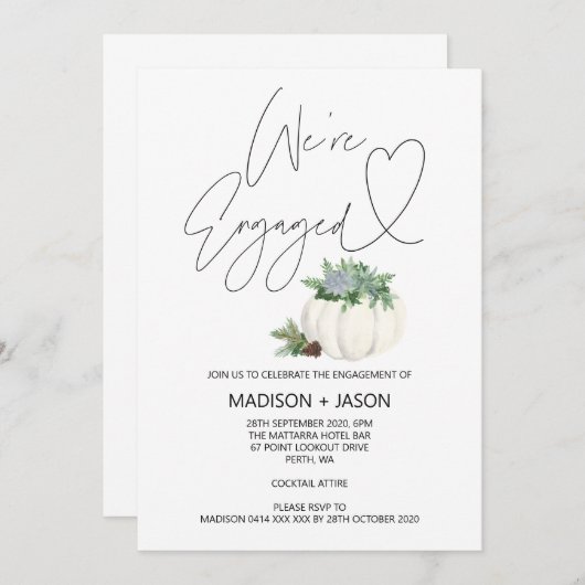 Wir sind eine Verlobte Erntedank-Fall-Engagement-P Einladung (Vorne/Hinten)