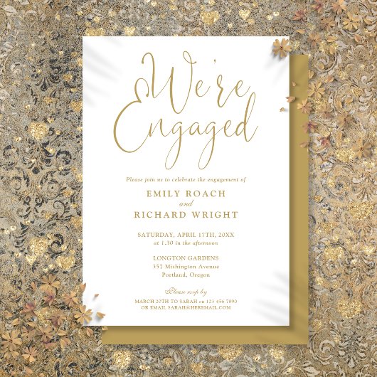 Wir sind eine Verlobte Gold-Script-Engagement-Part Einladung