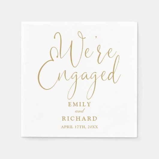 Wir sind eine Verlobte Gold-Script-Engagement-Part Serviette (Vorderseite)