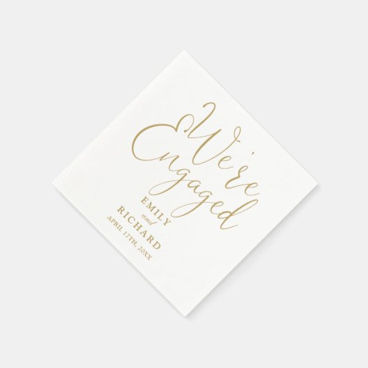 Wir sind eine Verlobte Gold-Script-Engagement-Part Serviette (Ecke)
