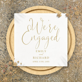 Wir sind eine Verlobte Gold-Script-Engagement-Part Serviette