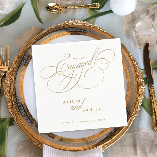 Wir sind eine verlobte Goldlobungspartei Serviette